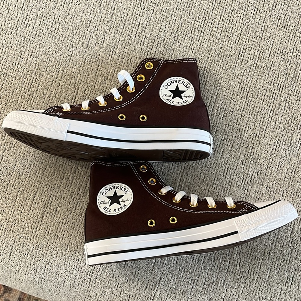 Brown high top converse